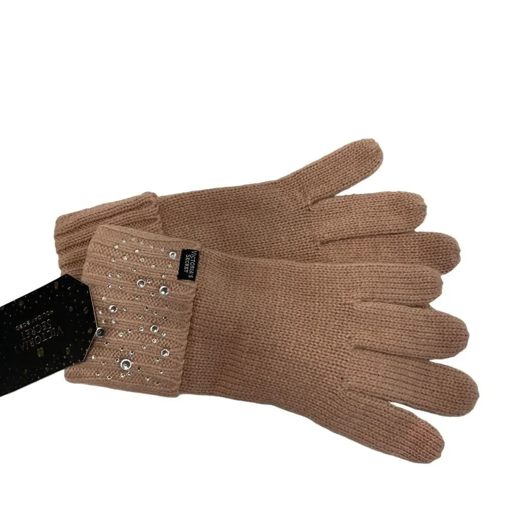 Victoria's Secret Women's Multicolor Knit Tech Gloves with Rhinestones, One Size